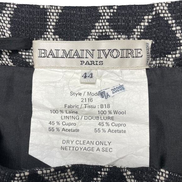 BALMAIN IVOIRE Paris Vintage Wool Pencil Skirt Sz 12 - Picture 7 of 8